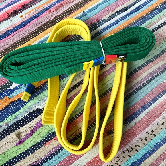 2/$10 Taekwondo Karate Martial Arts Green Yellow Canvas Belts Size 2 Achievement - Picture 3 of 5